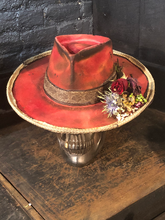 Load image into Gallery viewer, Vintage Rare Custom Hat , "RED Rattle Rose”
