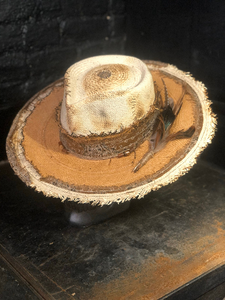 Boho rock straw hat  "Up side down , down side up “