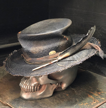 Load image into Gallery viewer, Boho rock straw hat  &quot;Eclisse di luna &quot;
