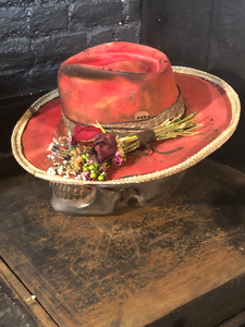 Vintage Rare Custom Hat , "RED Rattle Rose”